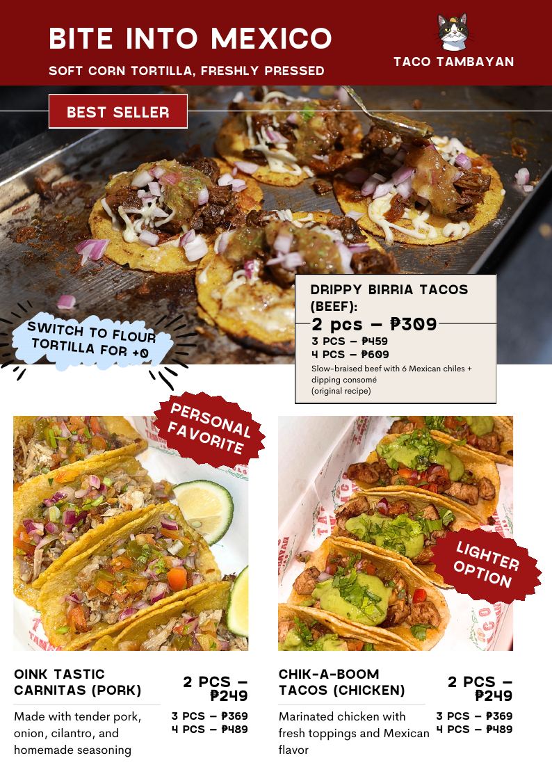 Taco Tambayan 2026 menu: Traditional Tacos