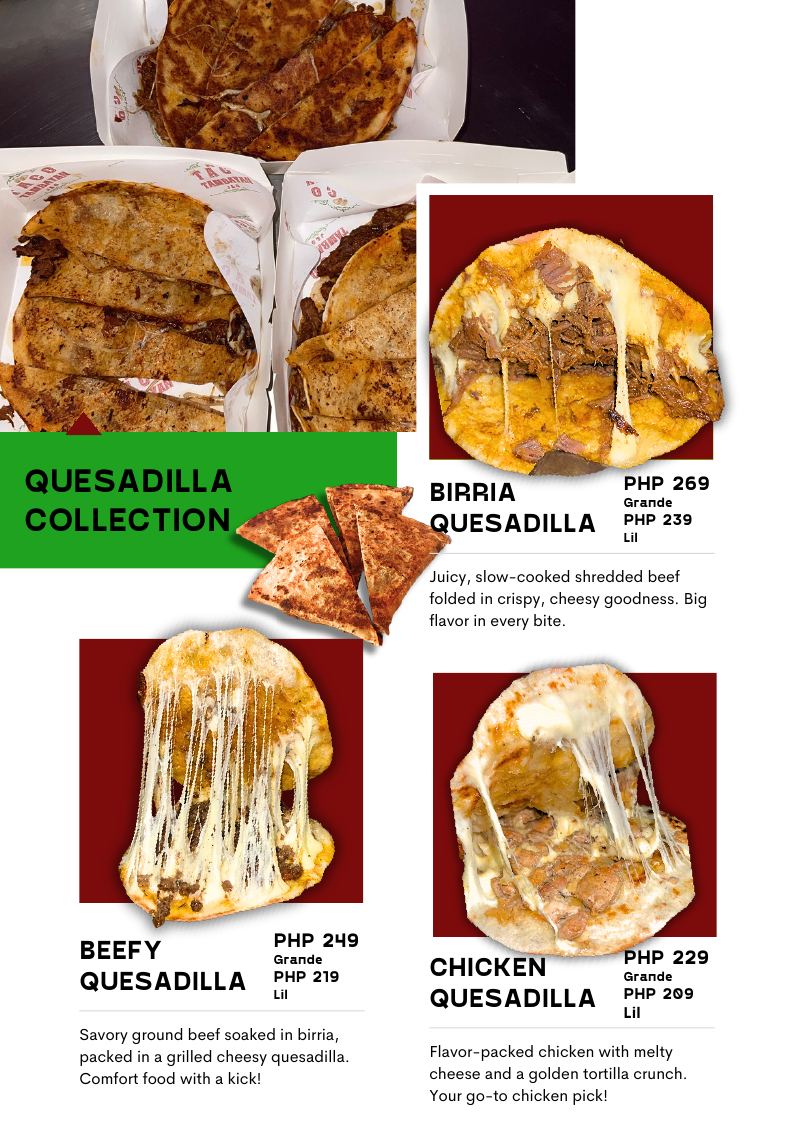 Taco Tambayan 2026 menu: Quesadillas
